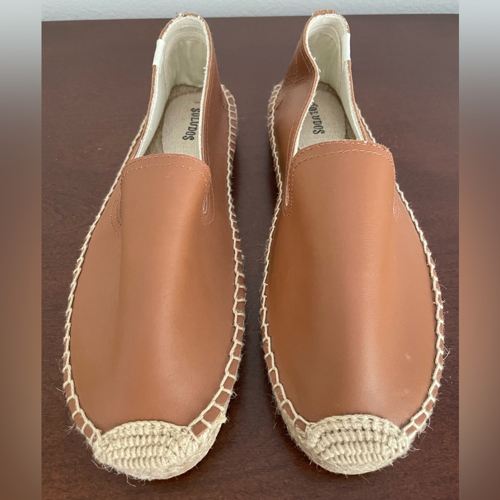 NWOB Soludos Brown Leather Espadrilles Size 8